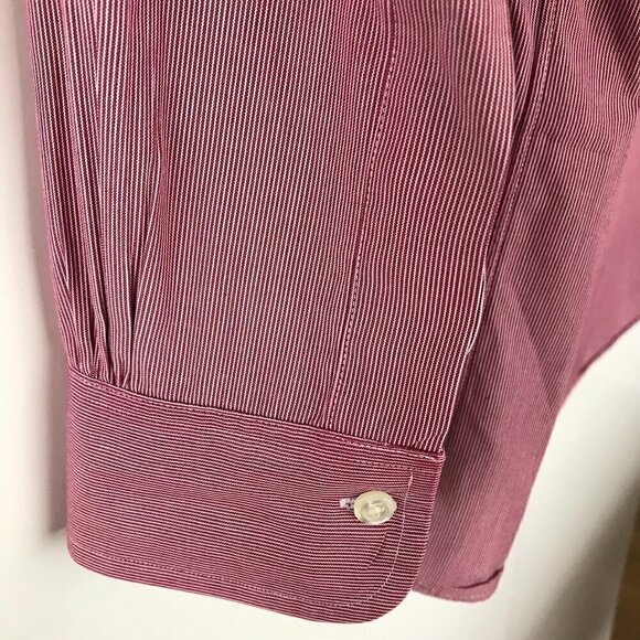 Brooks Brothers Men's Raspberry Red Fine Striped Shirt 100% cotton Sz 16 - 33 - Picture 7 of 15